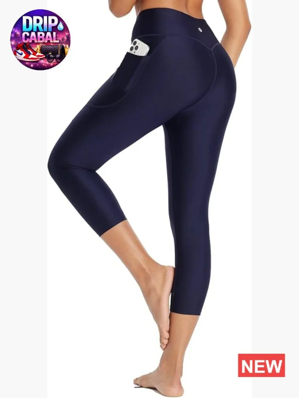 High Waisted Swim Pants 20in Long Capris UPF50+ with Pockets Liner
